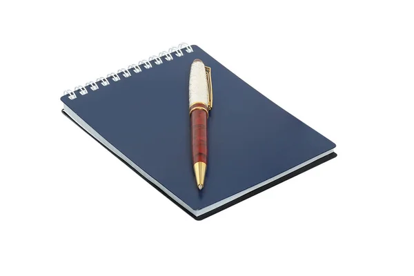 Όμορφη Στυλό Κλειστό Σημειωματάριο Απομονωμένη — Φωτογραφία Αρχείου