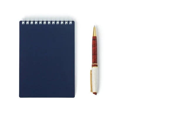 Beautiful Ballpoint Pen Closed Notebook Isolated Stock Picture