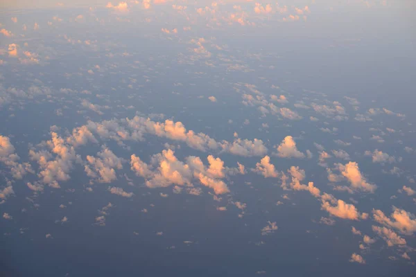 Schöne Aussicht Auf Den Sonnenuntergang Aus Dem Flugzeug — Stockfoto