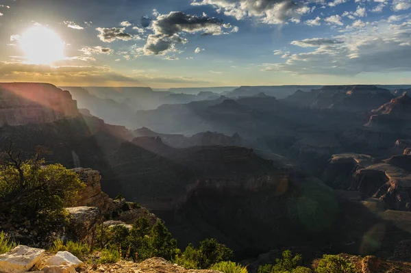 Νότιας Χείλος Του Grand Canyon Μια Νωρίς Απόγευμα Αυγούστου Λίγο — Φωτογραφία Αρχείου