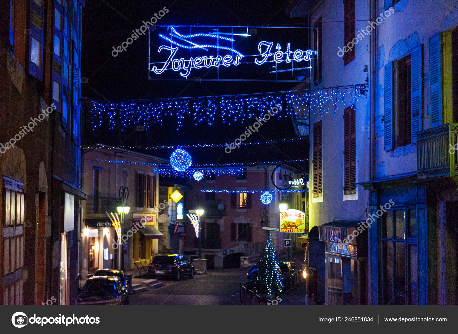 Christmas Decorations In A French Town Stock Editorial Photo