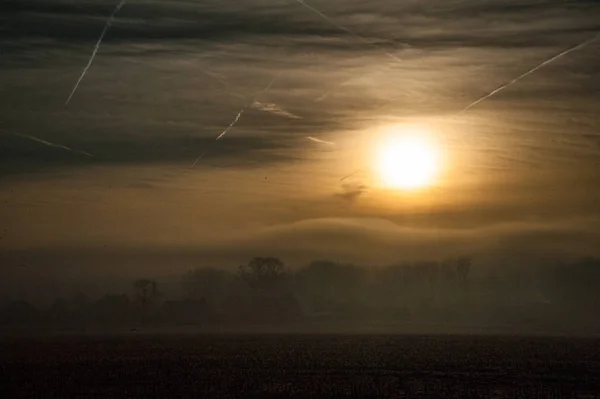 A misty Morning in east Flanders — Stock Photo, Image