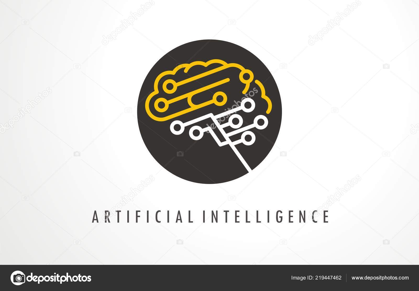 Artificial Intelligence Logo Design Circle Tech Brain Shape