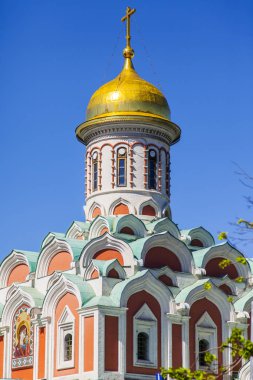 Moskova, Rusya, üzerinde 10 Mayıs 2018. Kazan Katedrali, Kızıl Meydan kubbeleri. Mimari parça