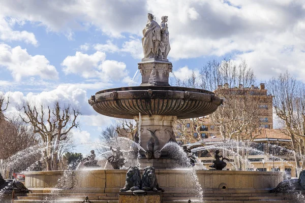 Aix Provence Francia Marzo 2018 Antica Fontana Rotonda Una Delle — Foto Stock