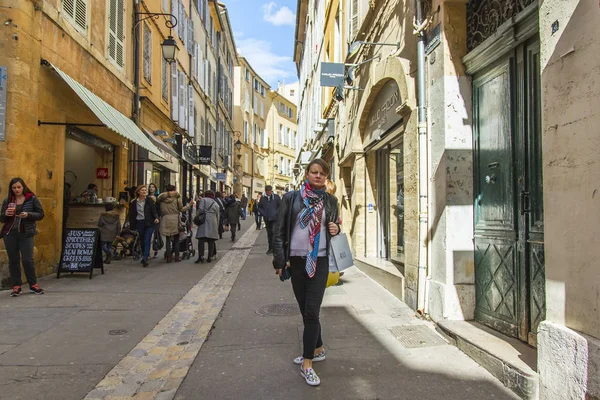 Aix Provence Francia Marzo 2018 Gente Por Calle Típica Los — Foto de Stock