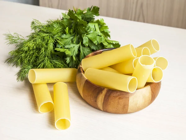 Crude Canellonni Green Parsley Fennel Kitchen Table — Stock Photo, Image