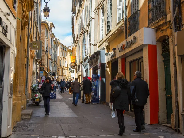 Aix Provence Francia Marzo 2018 Gente Por Calle Típica Los — Foto de Stock