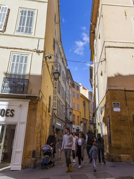 Aix Provence France March 2018 People Street Typical Small Towns — Stock Photo, Image
