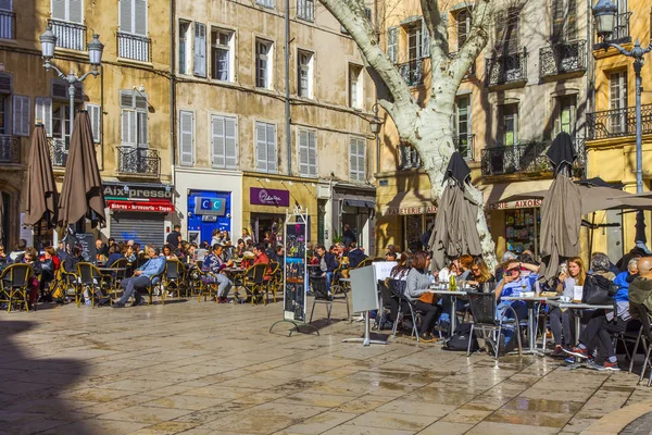 Aix Provence France Março 2018 Pessoas Têm Resto Comem Café — Fotografia de Stock