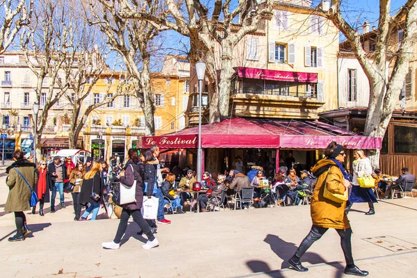 Aix Provence Fransa Mart 2018 Güzel Binalar Şehir Merkezinde Sokak — Stok fotoğraf