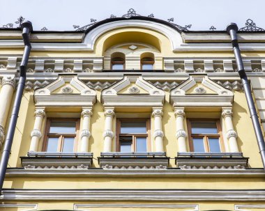 Moskova, Rusya, 4 Haziran 2018. Bina cephe tipik binanın çevresinde tarihi mimari bir parçası. 