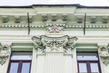 Moskova, Rusya, 4 Haziran 2018. Bina cephe tipik binanın çevresinde tarihi mimari bir parçası. 