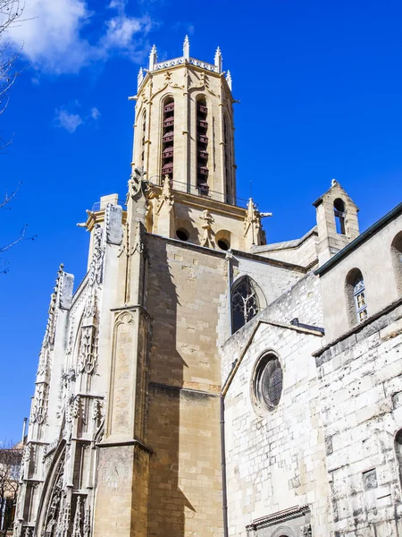 Aix Provence Fransa Mart 2018 Eski Şehrin Katedral Kulesi Cephe — Stok fotoğraf
