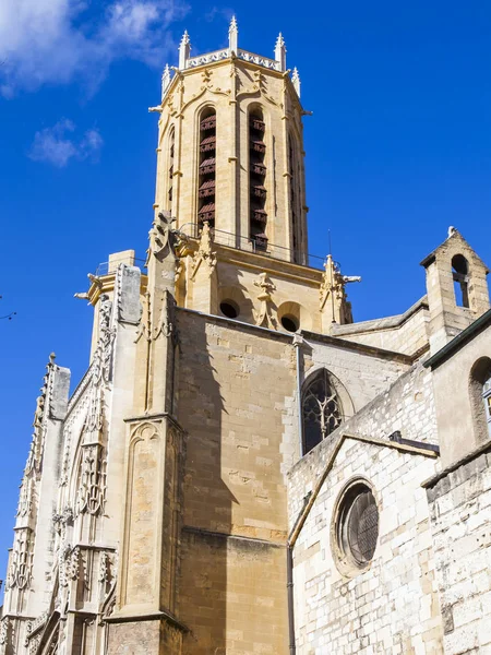 Aix Provence Francji Marca 2018 Wieża Katedry Starym Mieście Fragment — Zdjęcie stockowe