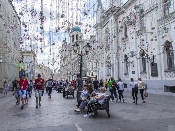 Moscou Rússia Junho 2018 Nikolskaya Street Móveis Festivos Complexo Arquitetônico — Fotografia de Stock