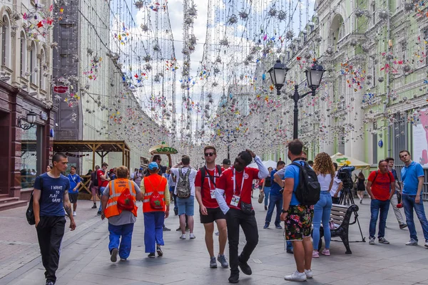 Moscou Rússia Junho 2018 Nikolskaya Street Móveis Festivos Complexo Arquitetônico — Fotografia de Stock