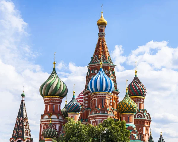 Moskva Rusko Červnu 2018 Domes Chrámu Vasilije Blaženého Rudém Náměstí — Stock fotografie