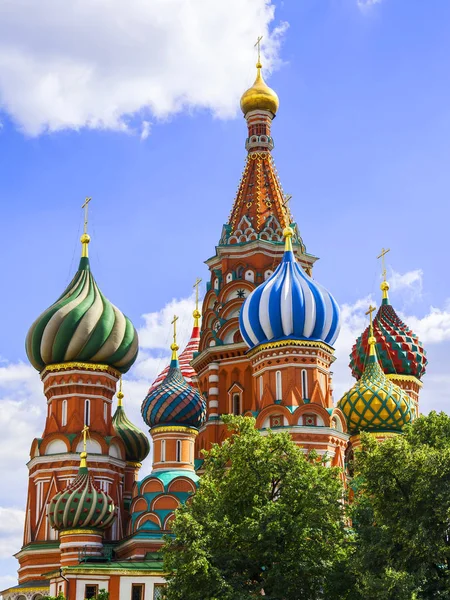 Moskva Ryssland Den Juni 2018 Basil Cathedral Kupoler Röda Torget — Stockfoto