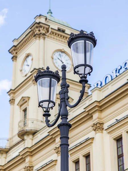 Moszkva Oroszország Július 2018 Városi Kilátás Háttérben Homlokzat Leningrádi Pályaudvar — Stock Fotó
