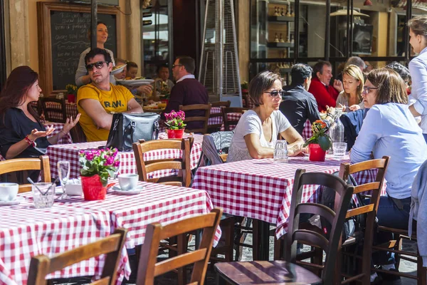 Rome Italy March 2017 People Eat Have Rest Cafe City — Stock Photo, Image