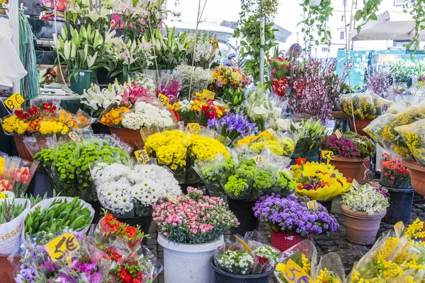 Rome Italy March 2017 Various Flowers Sale Market Campo Fiori Stock Image