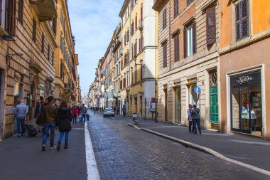 11 Mart 2017 tarihinde, Roma, İtalya. Güzel pitoresk şehrin tarihsel bir parçası sokakta. 