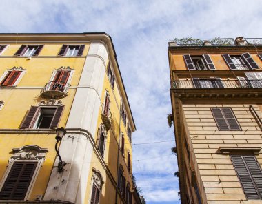 11 Mart 2017 tarihinde, Roma, İtalya. Eski bir tarihi kentin bina cephe.