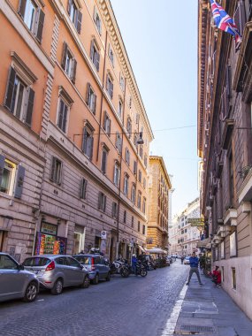 11 Mart 2017 tarihinde, Roma, İtalya. Güzel pitoresk şehrin tarihsel bir parçası sokakta