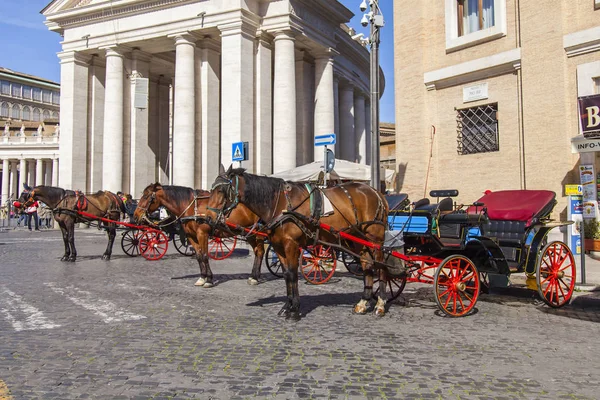Rome Itália Março 2017 Veículo Cavalo Espera Turistas Uma Parte — Fotografia de Stock