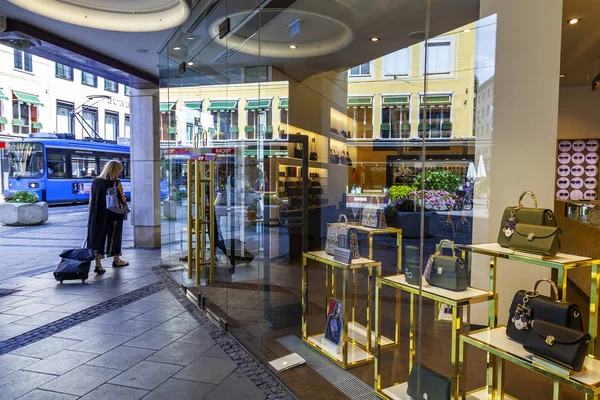 Múnich Alemania Agosto 2018 Pintoresco Escaparate Tienda Ciudad Vieja — Foto de Stock