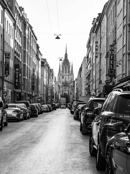 Mnichov Německo Srpna 2018 Krásné Městské Pohled Ulice Svítí Západ — Stock fotografie