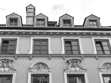 Münih, Almanya, üzerinde 16 Ağustos 2018. Geleneksel Bavyera mimarisinin binanın güzel parça