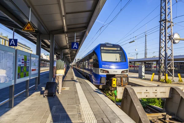 Múnich Alemania Agosto 2018 Tren Plataforma Estación Central Tren Munchen — Foto de Stock