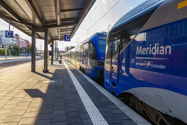 Мюнхен Німеччина Серпня 2018 Поїздів Платформах Центрального Залізничного Вокзалу Hauptbahnhof — стокове фото