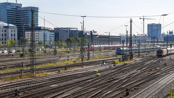 Munique Alemanha Agosto 2018 Trem Plataforma Estação Ferroviária Central Munchen — Fotografia de Stock