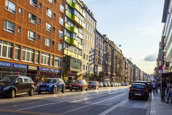 München Deutschland August 2018 Typische Stadtstraße — Stockfoto