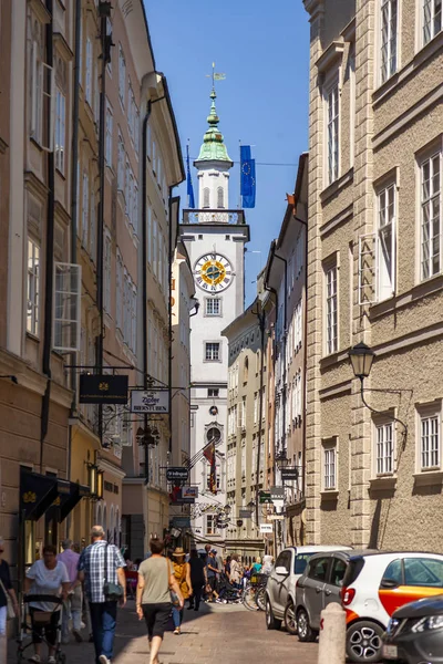 Salzburgo Austria Agosto 2018 Pintoresca Calle Ciudad Vieja — Foto de Stock