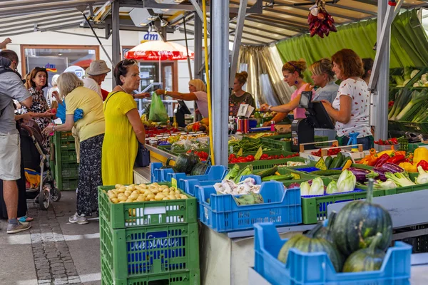 Salzburgo Austria Agosto 2018 Comercio Hortalizas Frescas Frutas Mercado Agrícola —  Fotos de Stock