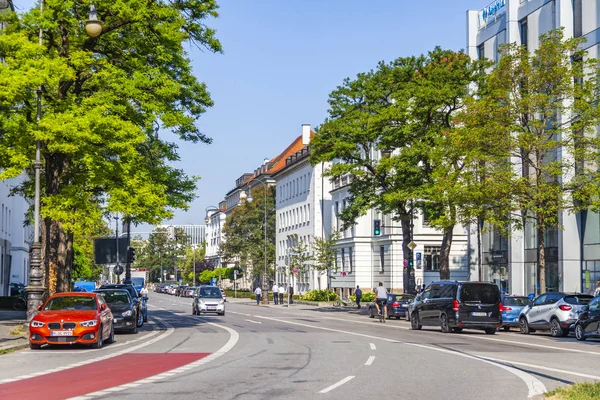 Monachium Niemcy Sierpnia 2018 Typowe Miasto Ulica — Zdjęcie stockowe