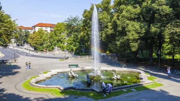 ミュンヘン ドイツ 2018 美しい噴水を飾る市広場 — ストック写真