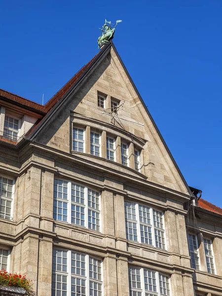 München Tyskland Augusti 2018 Vackra Fragment Byggnaden Traditionell Bayersk Arkitektur — Stockfoto