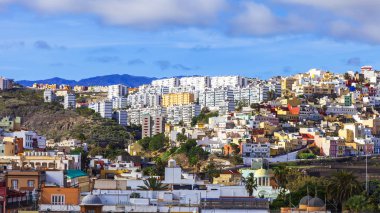 Las Palmas de Gran Canaria, İspanya, 10 Ocak 2018 üzerinde. Anket platformu bir katedral kenti güzel
