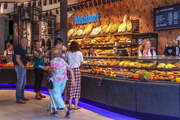 München Duitsland Augustus 2018 Lekkere Broodjes Een Toon Venster Van — Stockfoto