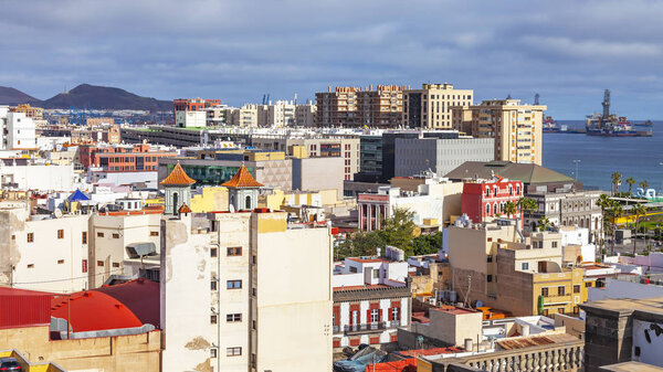 Las-Palmas de Gran Canaria, Spain, on January 10, 2018. A beautiful view of the city from the survey platform of a cathedral