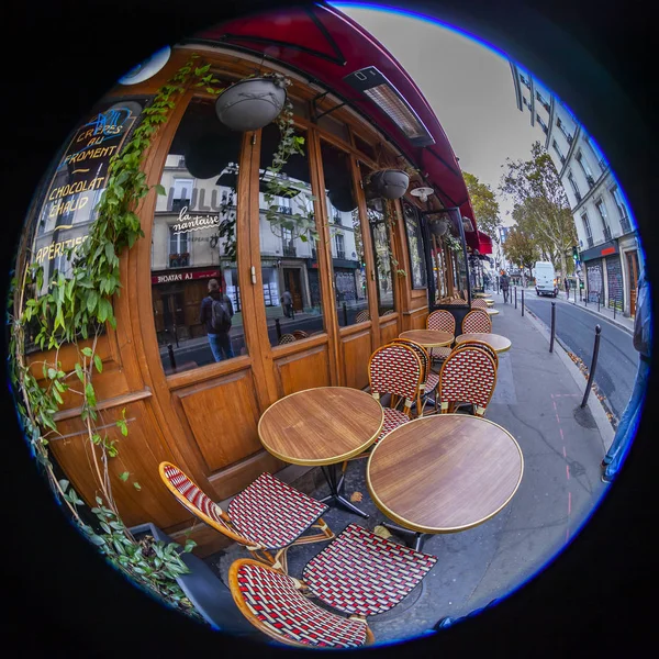 Paris France Octobre 2018 Une Vue Urbaine Petites Tables Café — Photo