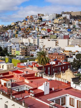 Las Palmas de Gran Canaria, İspanya, 10 Ocak 2018 üzerinde. Anket platformu bir katedral kenti güzel