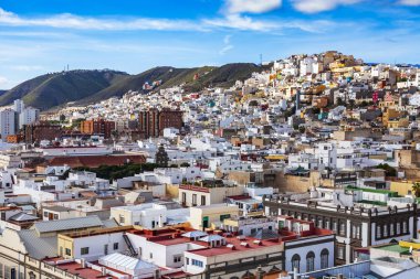Las Palmas de Gran Canaria, İspanya, 10 Ocak 2018 üzerinde. Anket platformu bir katedral kenti güzel