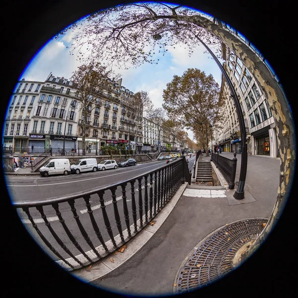Paryż Francja Października 2018 Ulica Widok Widok Rybie Oko — Zdjęcie stockowe