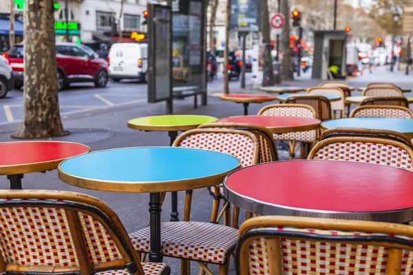 Paris France October 2018 Urban View Little Tables Traditional Cafe — Stock Photo, Image